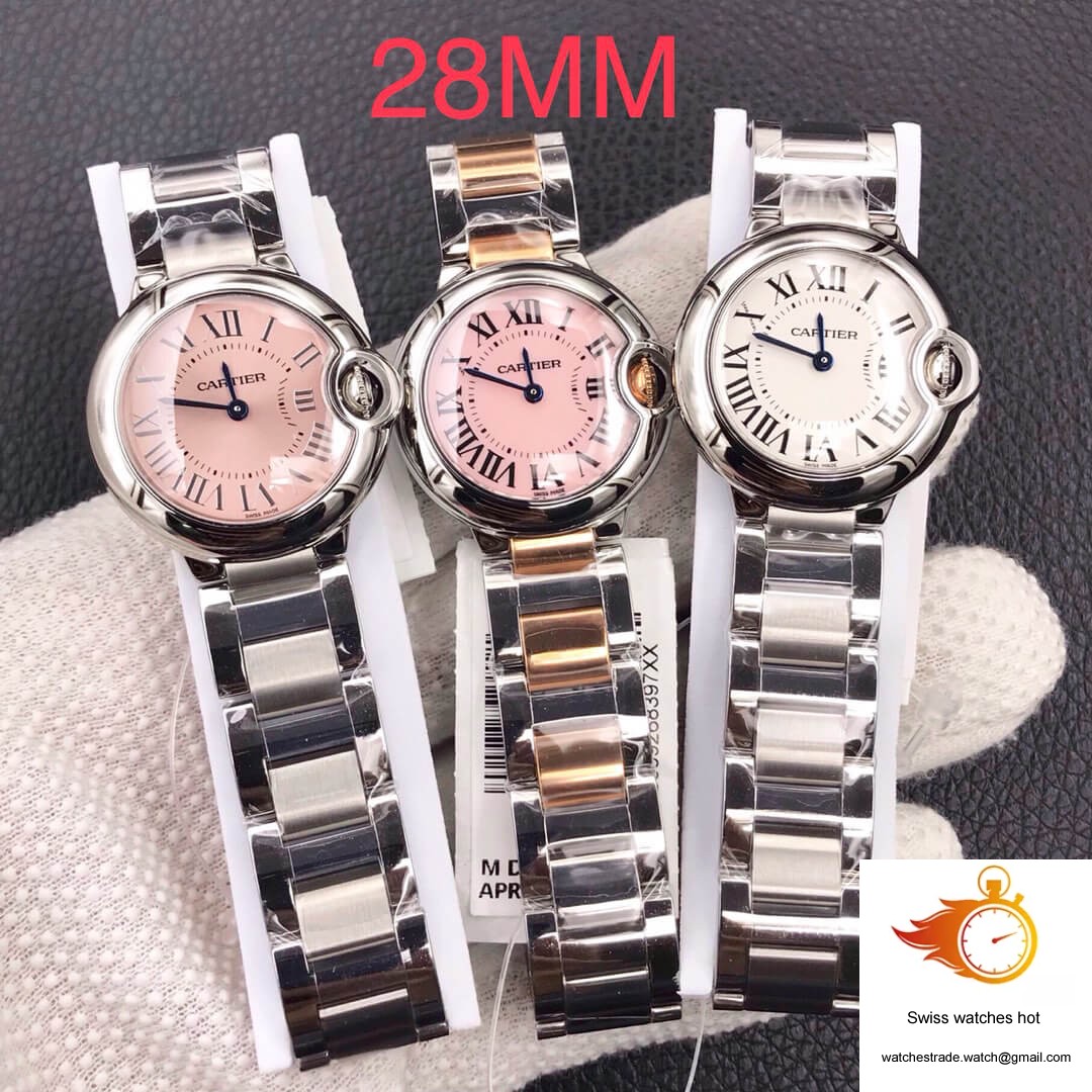 Ballon Bleu De Cartier Ladies 28MM V6 Factory V8 Pink Dial 10