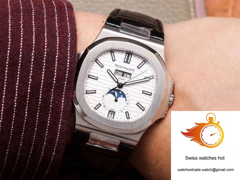 PF Factory Patek Philippe Nautilus 5726/1A-010 Moonphase Black Leather Strap 10