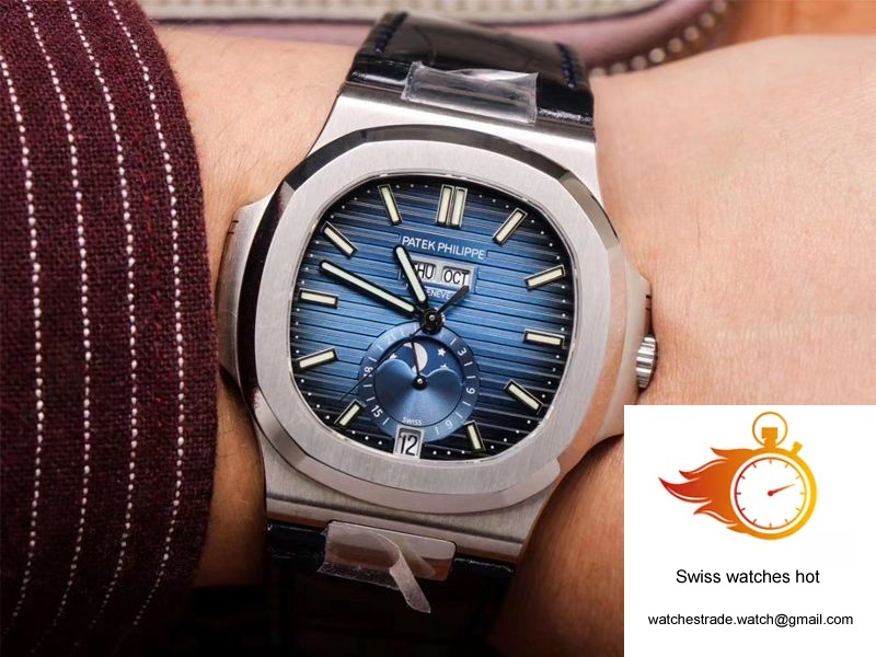 PF Factory Patek Philippe Nautilus 5726/1A-014 Moonphase Black Leather Strap 10