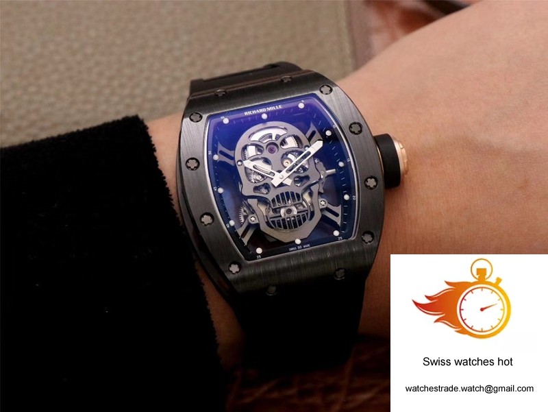 Richard Mille RM052-01 ZF Factory Black Ceramic Grey Skull Dial 10