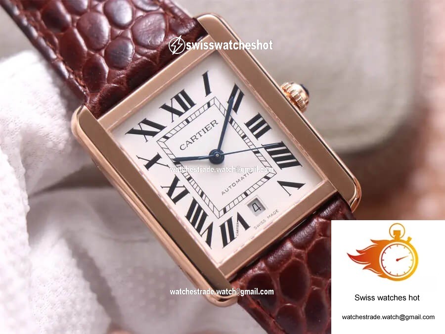 Cartier Tank W5200026 V9 Factory Rose Gold White Dial 2