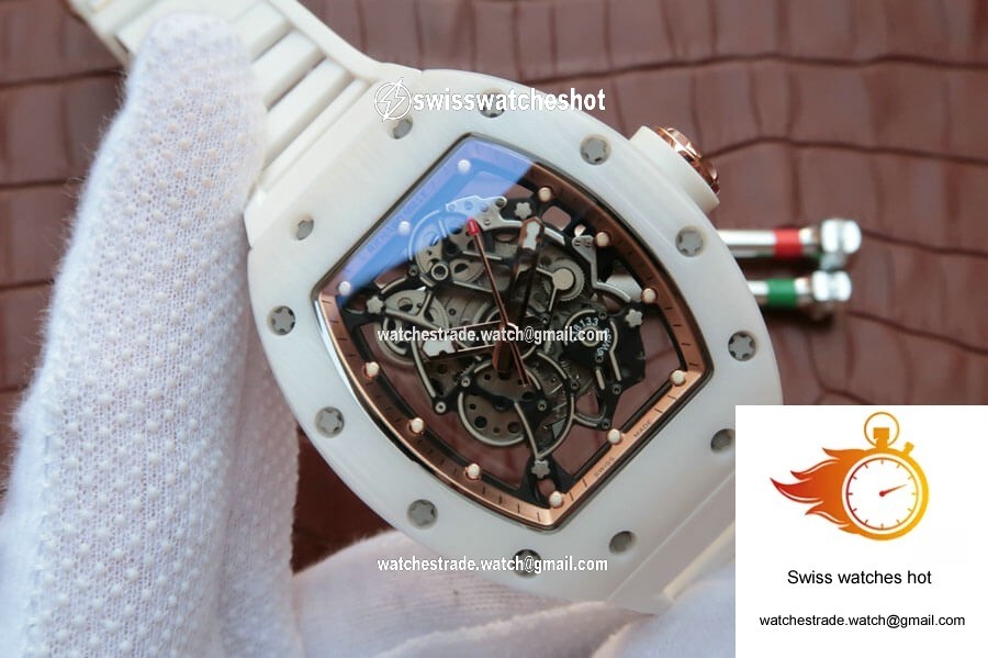 Richard Mille RM055 KV Factory White Ceramic Rubber Strap 2