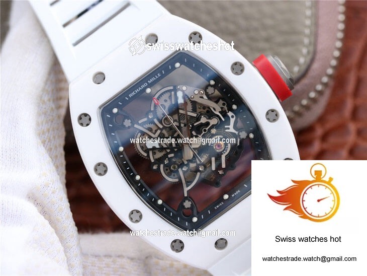 Richard Mille RM055 KV Factory Ceramic White Rubber Strap 2