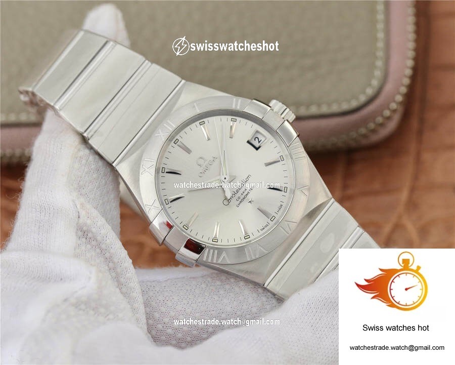 Omega Constellation 123.10.38.21.02.001 VS Factory Silvery White Dial 2