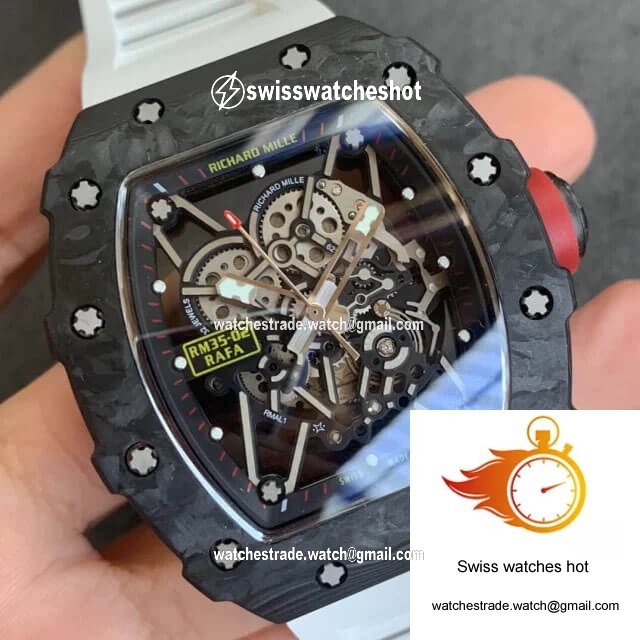 Richard Mille RM35-02 KV Factory V3 Carbon Fiber White Rubber Strap 2