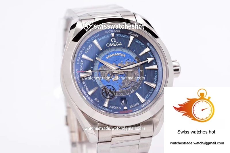 Omega Seamaster Aqua Terra GMT Worldtimer 220.10.43.22.03.001 VS Factory Blue Dial 2