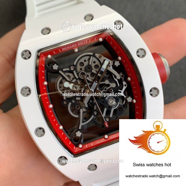 Richard Mille RM055 KV Factory V2 White Ceramic Case Rubber Strap 2
