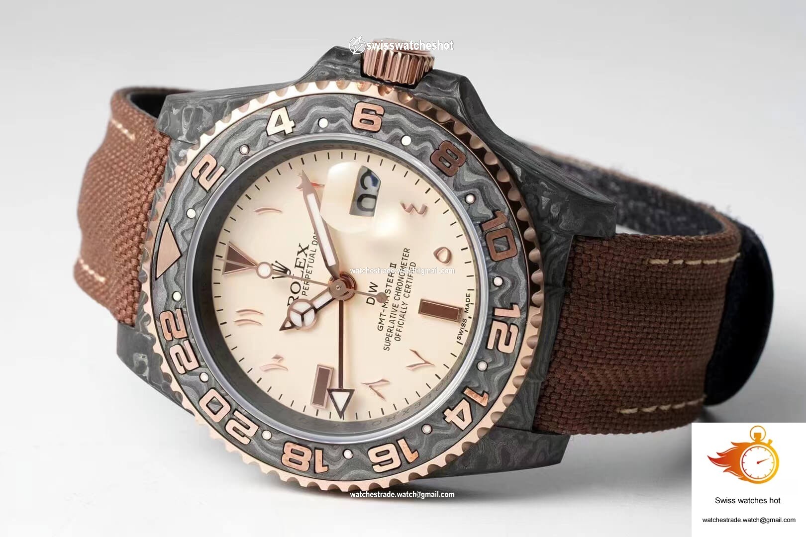 Rolex GMT-MASTER II Diw Carbon Fiber Brown Fabric Strap 2