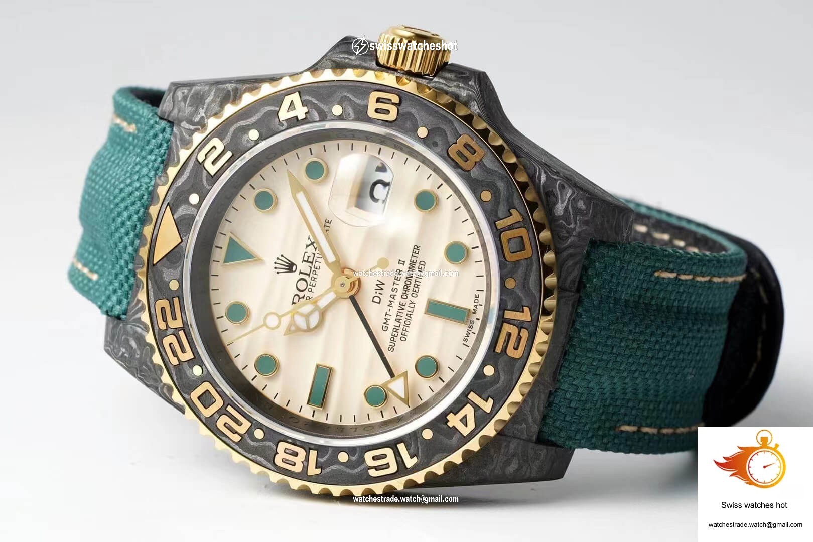 Rolex GMT-MASTER II Diw Carbon Fiber Case Green Fabric Strap 2