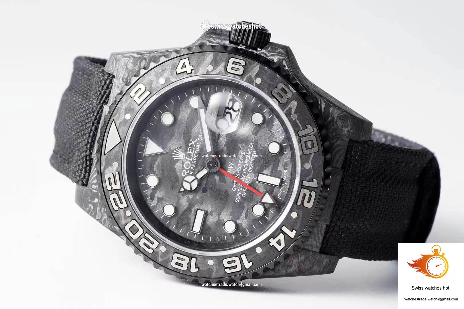 Rolex GMT-MASTER II Diw Carbon Fiber Black Fabric Strap 2