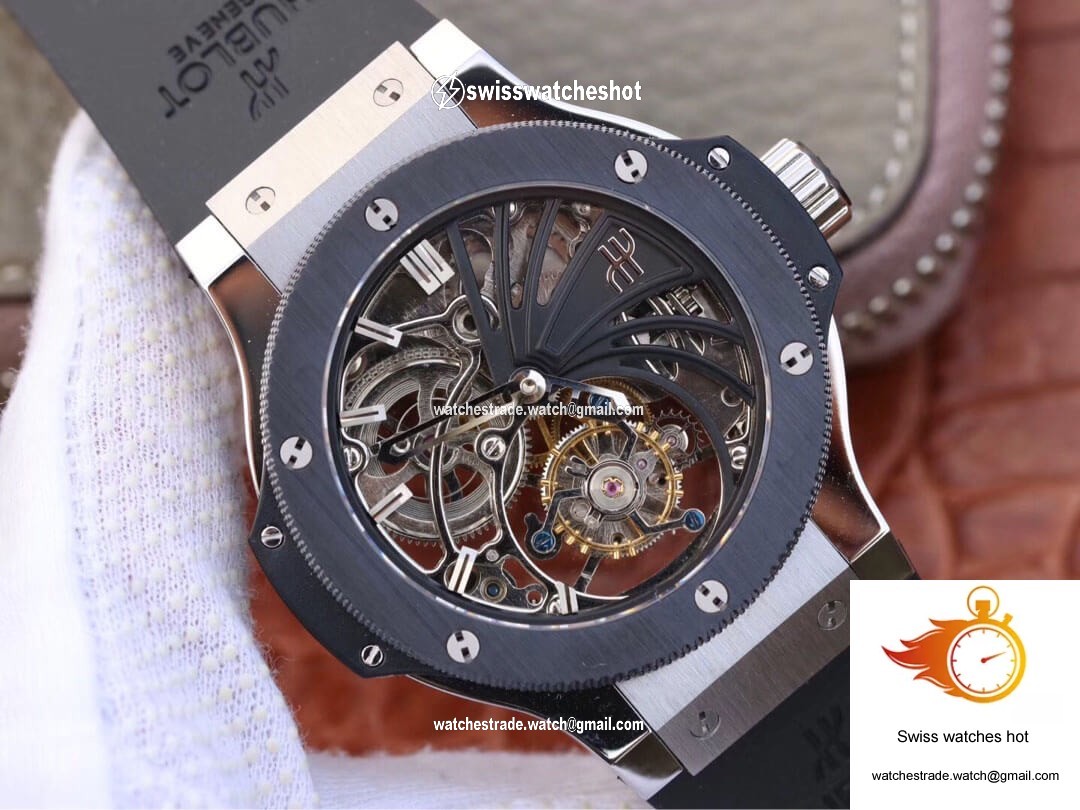 Hublot Big Bang Hollow Tourbillon Ceramic Bezel Skeleton Dial 2