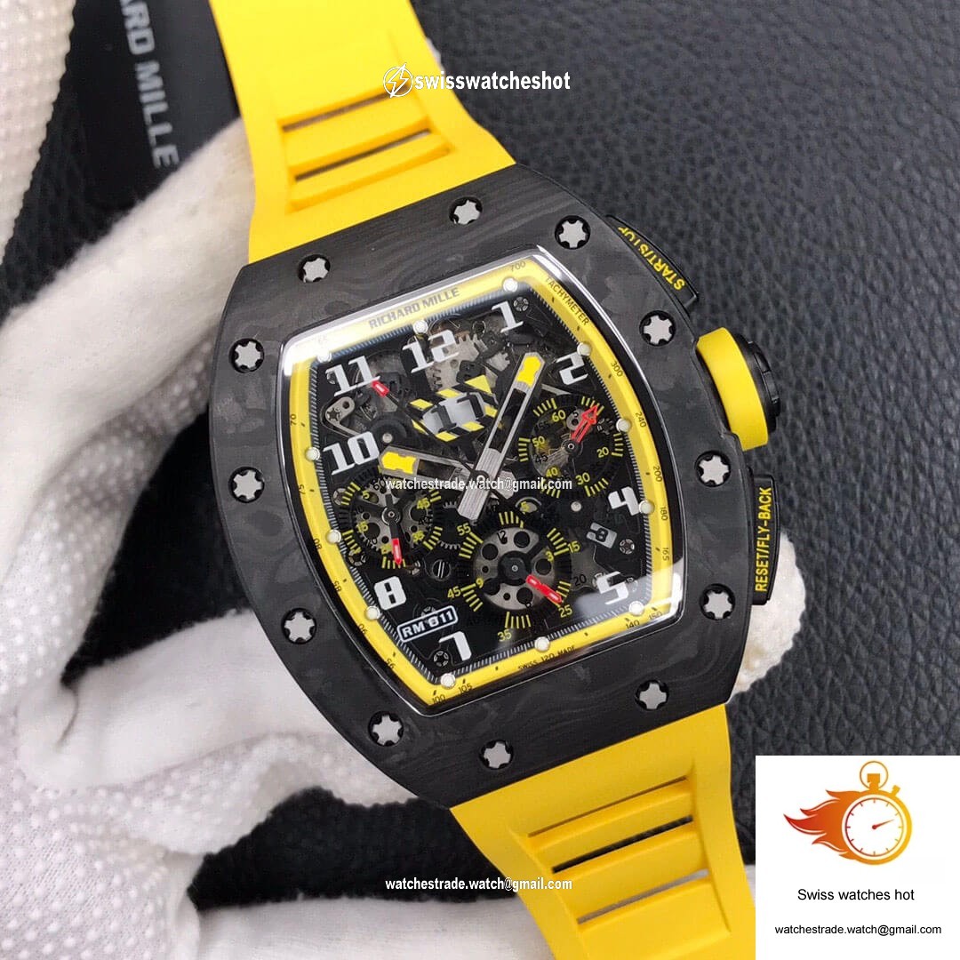 Richard Mille RM-011 KV Factory Forged Carbon Yellow Strap 2