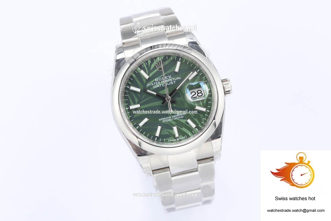 Rolex Datejust M126200-0020 EW Factory Olive Green Palm Leaf Pattern Dial 2