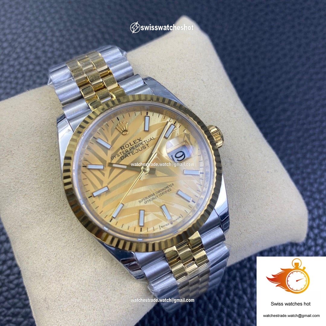 Rolex Datejust M126233-0037 EW Factory Golden Palm Leaf Pattern Dial 2