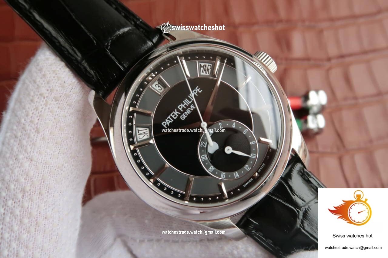 Patek Philippe Annual Calendar 5205R-001 KM Factory Black Dial Cowhide Strap 2