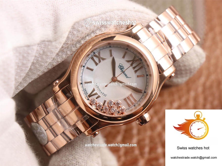 Chopard Happy Sport 274808-5002 YF Factory White Dial Rose Gold 2