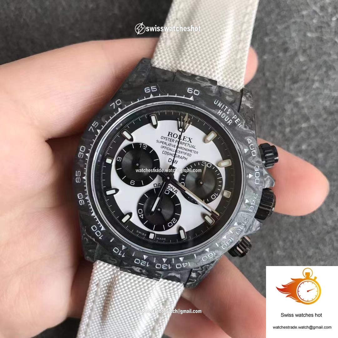 Rolex Daytona Cosmograph Carbon Fiber Diw Customized Version Noob Factory White Dial 2