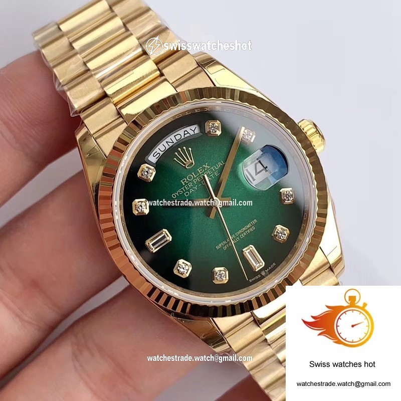 Rolex Day-Date M128238-0069 Yellow Gold EW Factory Gradual Green Dial 2