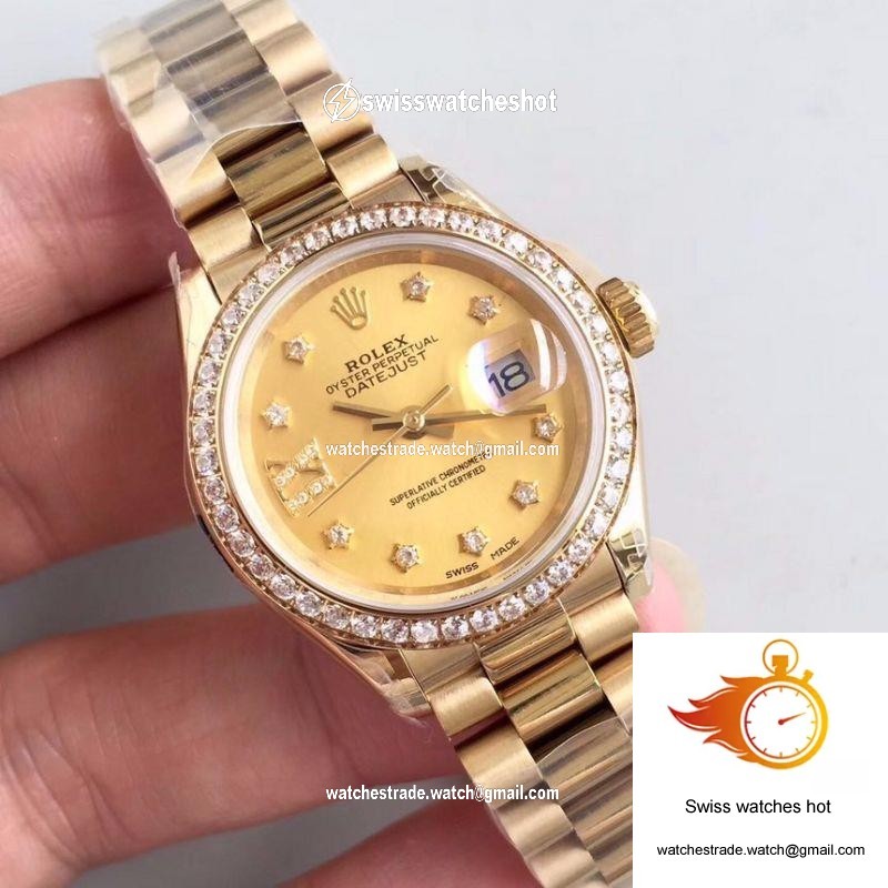Rolex Lady Datejust 279138RBR 28MM Yellow Gold Champagne Dial 2