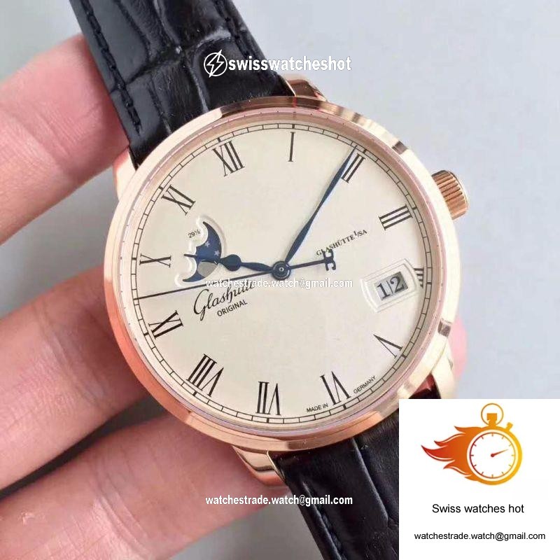 Glashutte Senator Panorama Date Moon Phase 100-04-32-15-04 GF Factory White Dial 2