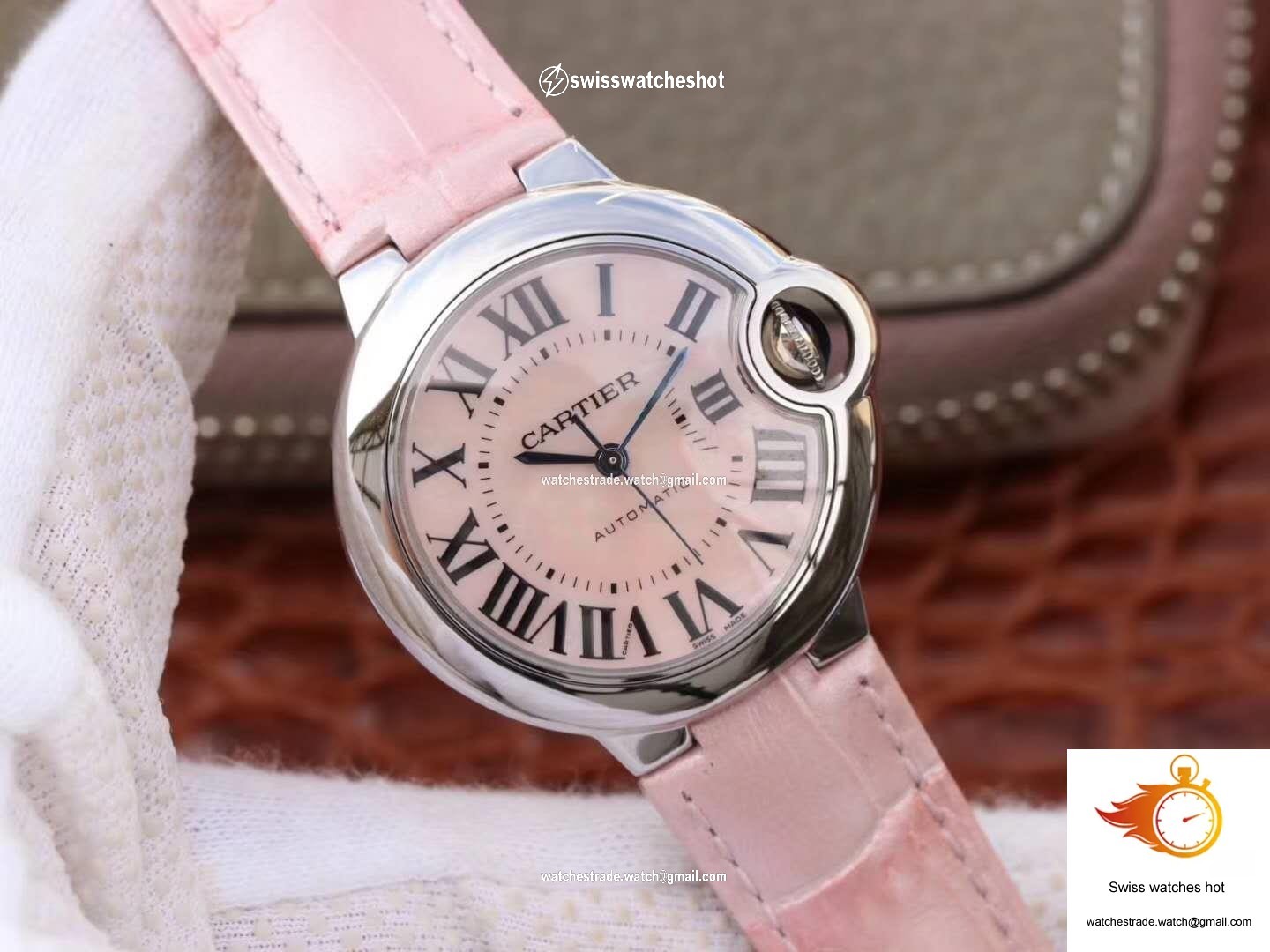 Ballon Bleu De Cartier Ladies 33MM WSBB0002 V6 Factory Pink Dial 2