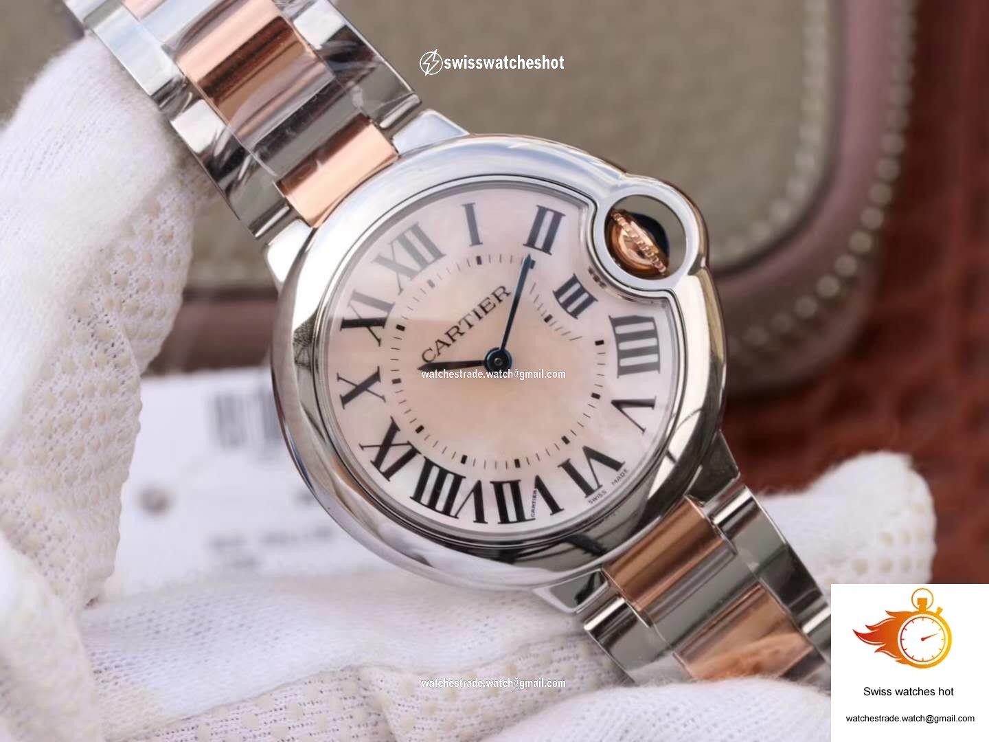 Ballon Bleu De Cartier W69201 Ladies 33MM V6 Factory Pink Dial 2