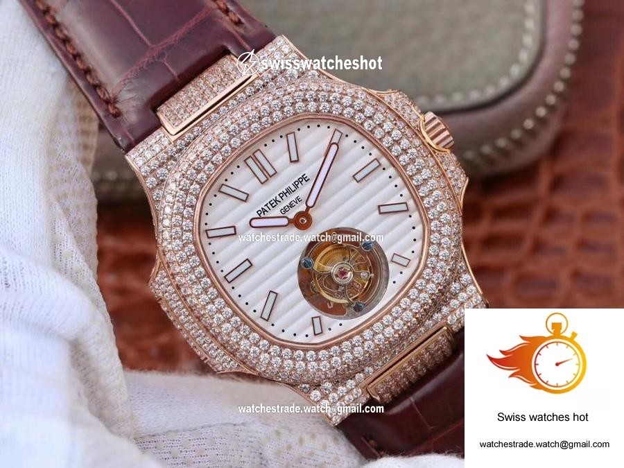 Patek Philippe Nautilus Jumbo 5711 Rose Gold Tourbillon 2018 R8 Factory White Dial 2