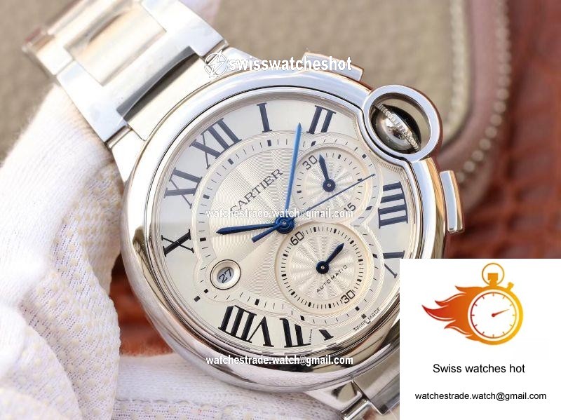 Cartier Ballon Bleu Chronograph W6920076 ZF Factory Silver Dial 2