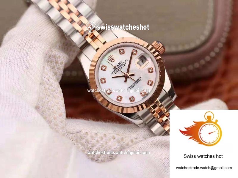 Rolex Lady Datejust Rose Gold 28MM White Enamel Dial 2