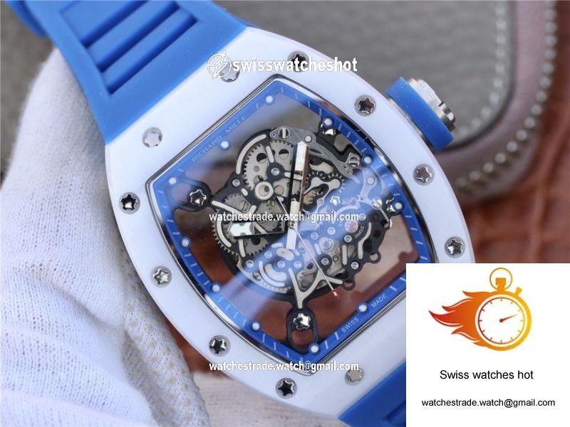 Richard Mille RM055 KV Factory White Ceramic Blue Hollow Dial 2