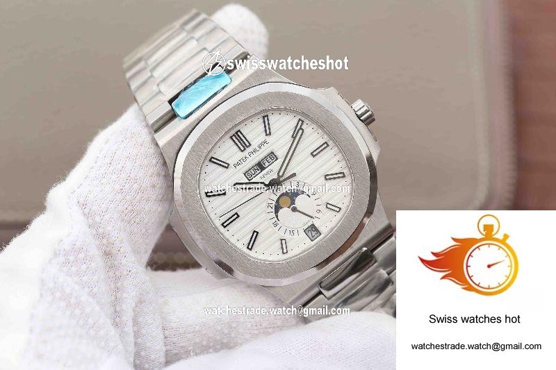 Patek Philippe Nautilus Annual Calendar Moonphase 5726/1A-010 KM Factory White Dial 2