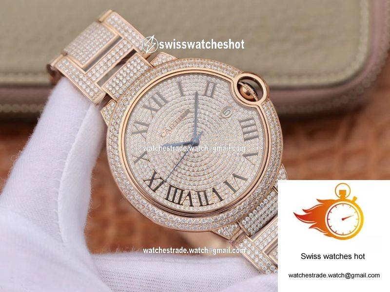 Ballon Bleu De Cartier W69006Z2 42mm TW Factory Rose Gold Diamonds Dial 2