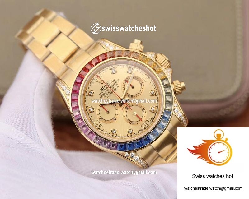 Rolex Daytona Cosmograph Rainbow 116598RBOW BL Factory Gold Dial 2