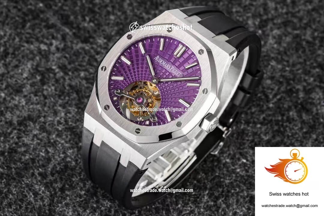 Audemars Piguet Royal Oak Tourbillon R8 Factory V3 Purple Dial Rubber Strap 2