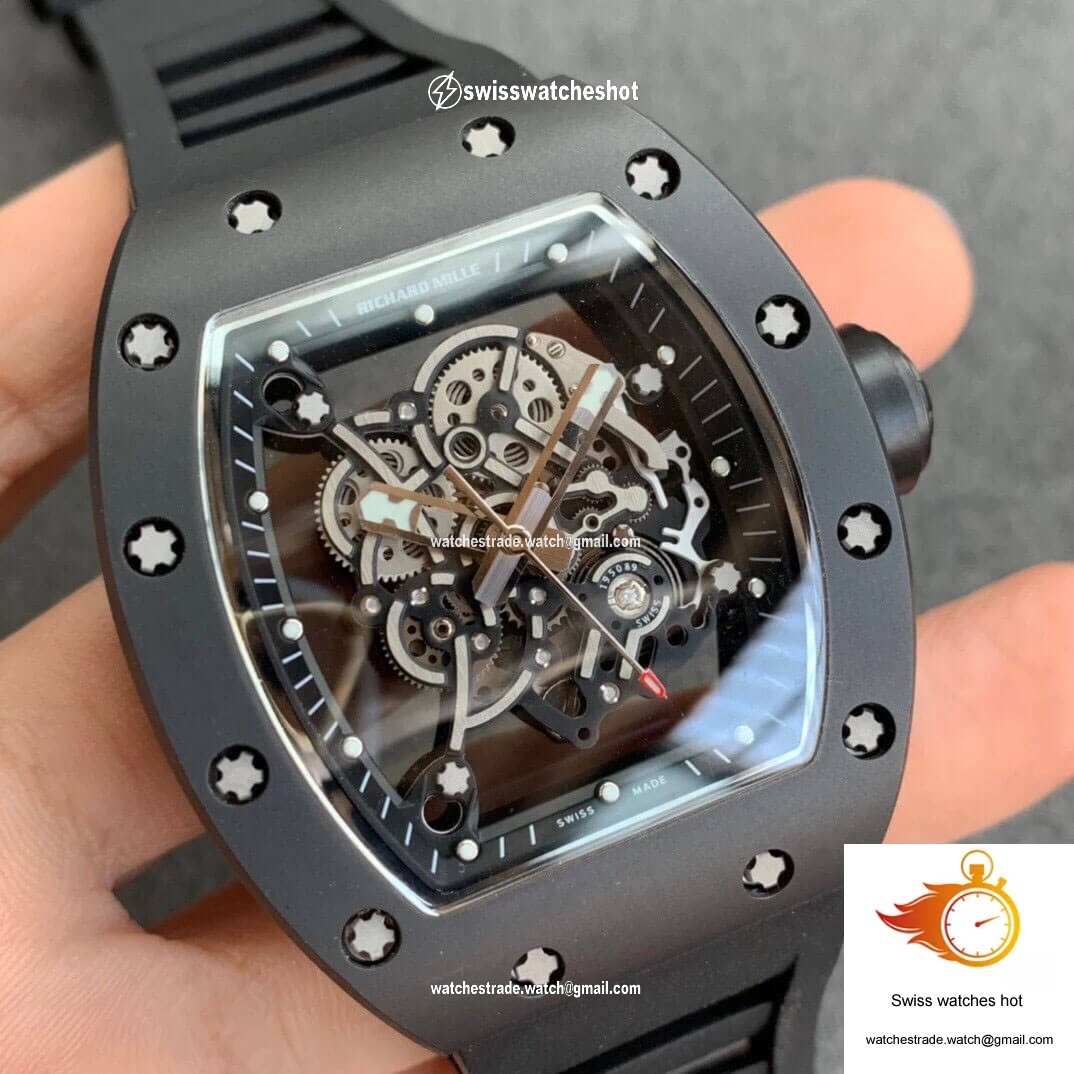 Richard Mille RM055 KV Factory V2 Black Ceramic Rubber Strap 2