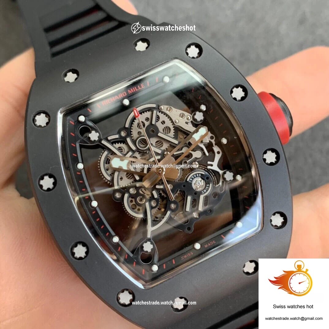 Richard Mille RM055 KV Factory V2 Ceramic Black Rubber Strap 2