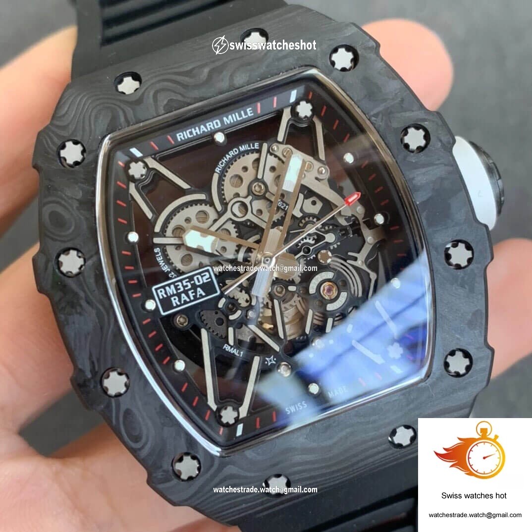 Richard Mille RM035-02 KV Factory Carbon Fiber Black Rubber Strap 2