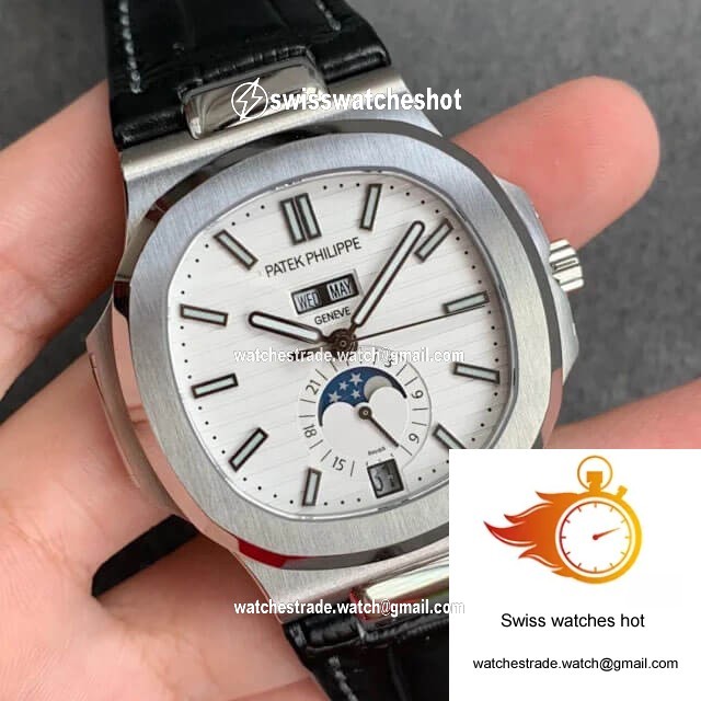 Patek Philippe Nautilus 5726/1A-010 GR Factory Black Leather Strap 2