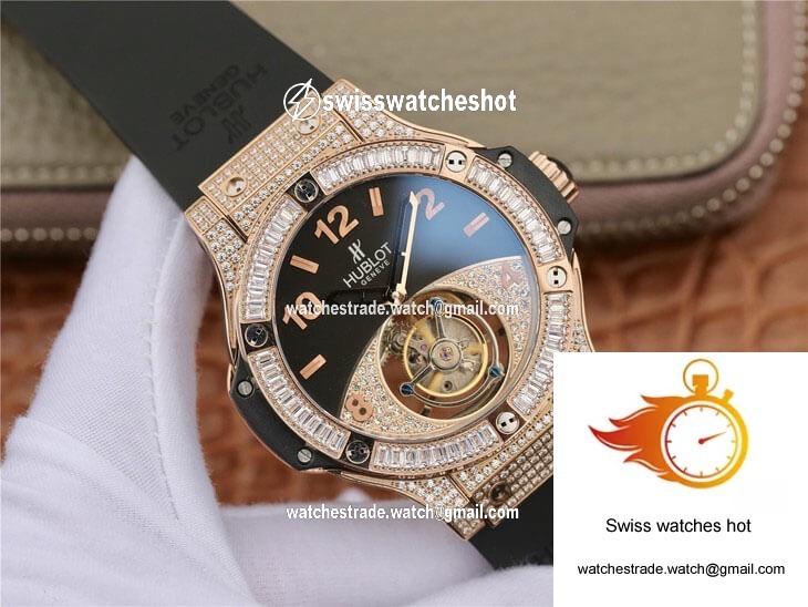 Hublot Big Bang Tourbillon Rose Gold Diamond Black Dial 2