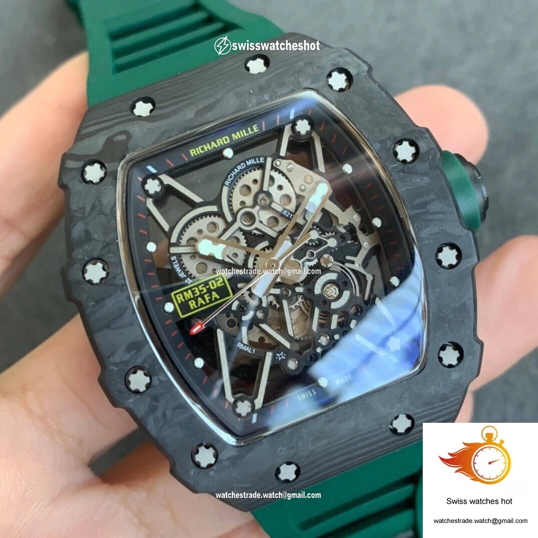 Richard Mille RM035-02 KV Factory V3 Carbon Fiber Green Strap 2