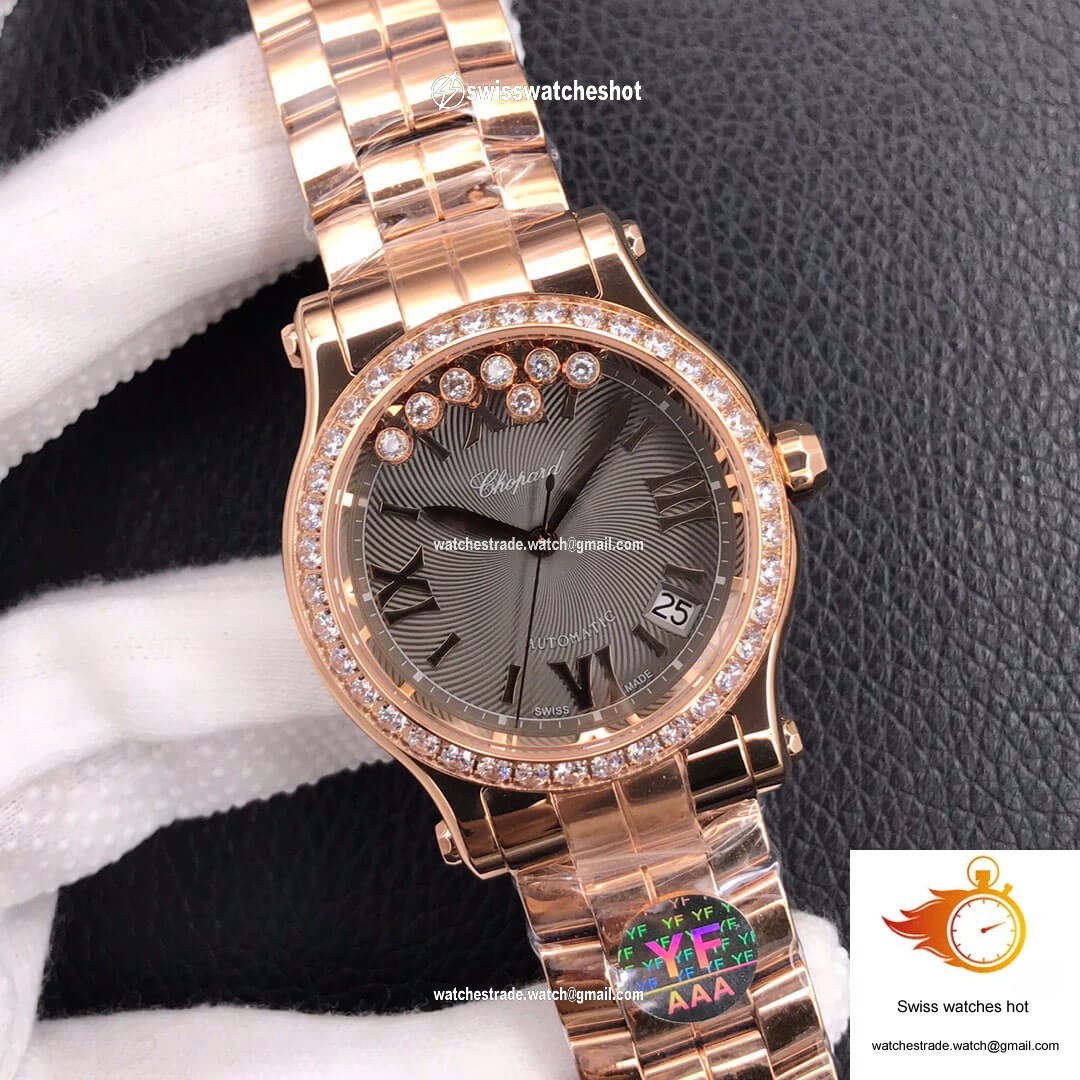 Chopard Happy Diamonds 274808-5015 YF Factory Rose Gold Dark Gray Dial 2