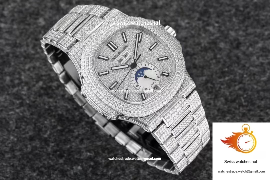 Patek Philippe Nautilus 5726/1A-014 R8 Factory Gypsophila Silver Diamond 2