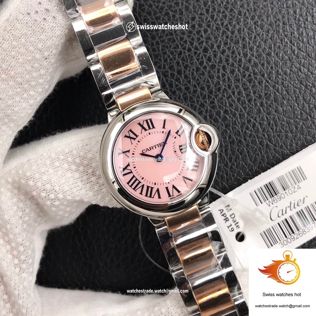 Ballon Bleu De Cartier Ladies 28MM V6 Factory V8 Pink Dial 2