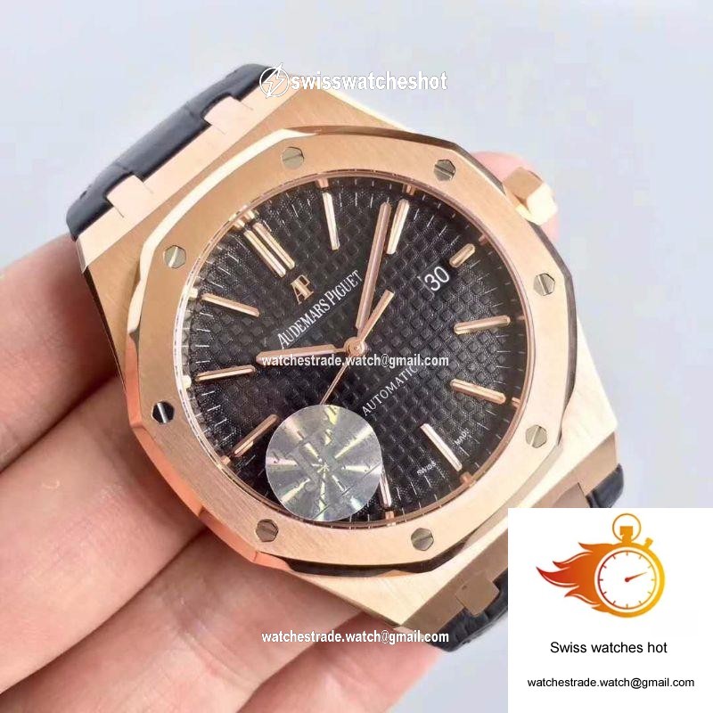 Audemars Piguet Royal Oak 15400 JF Factory Leather Strap Black Dial 2