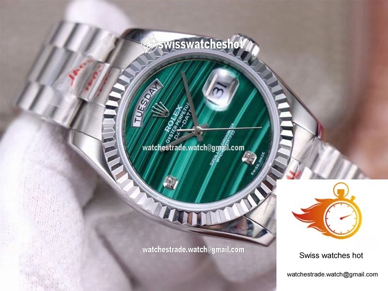 Rolex President Day Date 18038 Malachite Green Diamond Dial 2