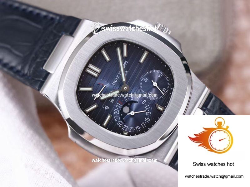 Patek Philippe Nautilus 5712/1A-001 PF Factory Blue Dial Leather Strap 2