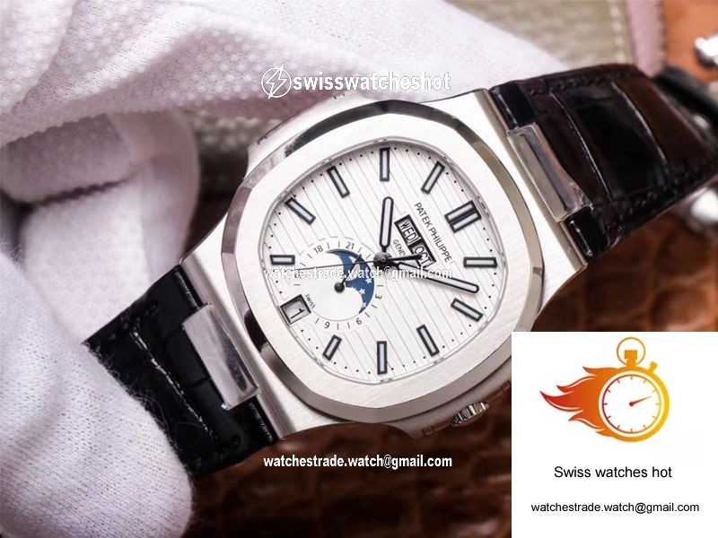 PF Factory Patek Philippe Nautilus 5726/1A-010 Moonphase Black Leather Strap 2