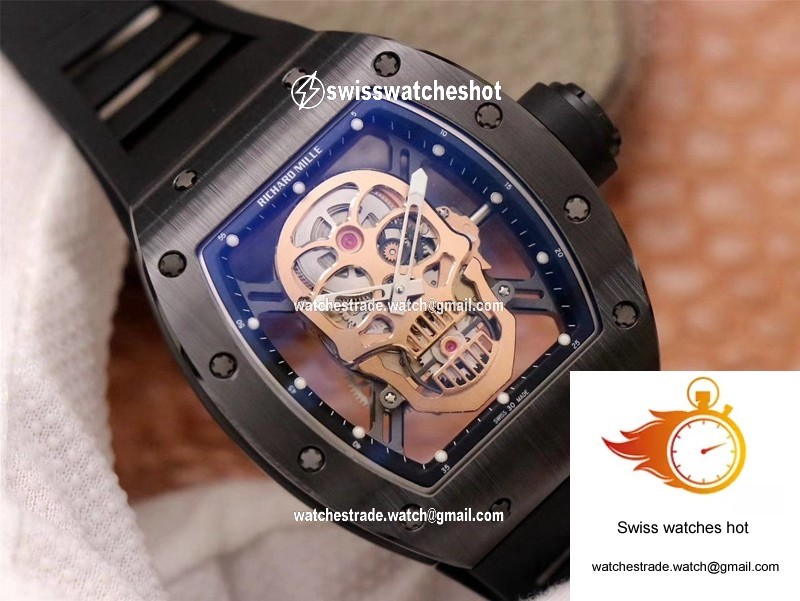 Richard Mille RM052-01 ZF Factory Black Ceramic Rose Gold Skull Dial 2