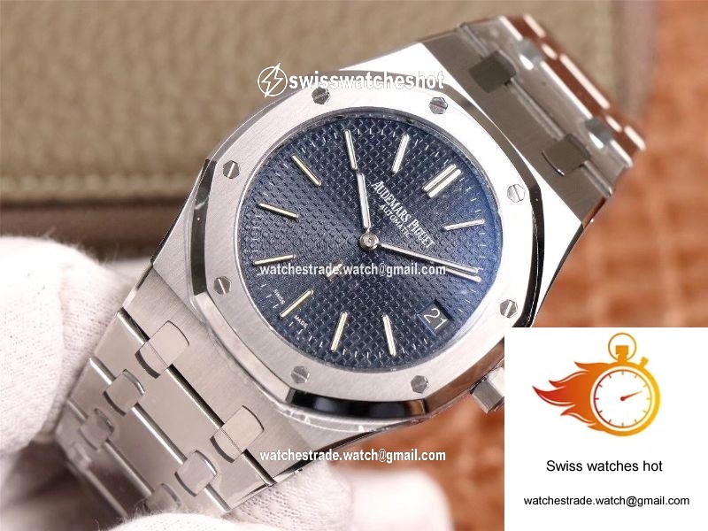 XF Factory Audemars Piguet Royal Oak JUMBO Extra-thin 15202ST.OO.1240ST.01 Stainlless Steel Cufflinks Blue “TAPISSERIE” Pattern 2