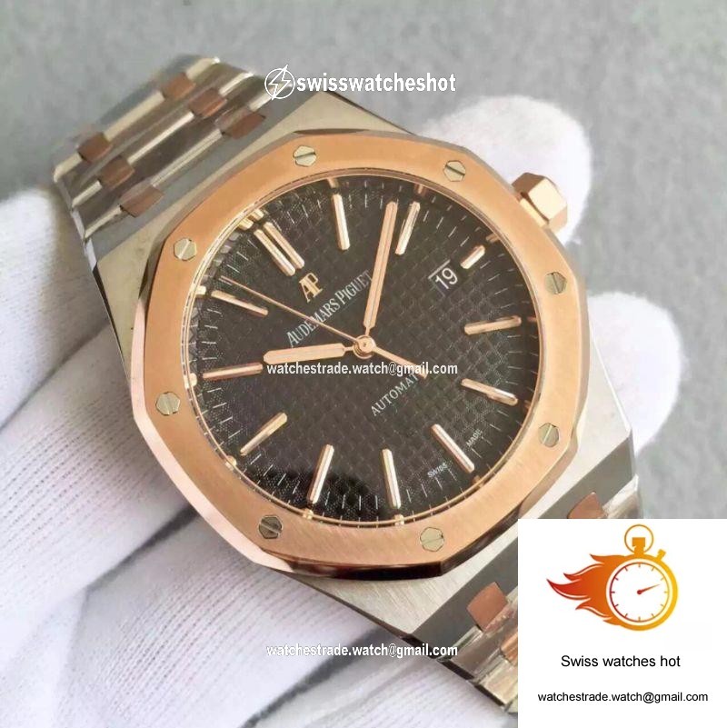 Audemars Piguet Royal Oak 15400 JF Factory Rose Gold Black Dial 2